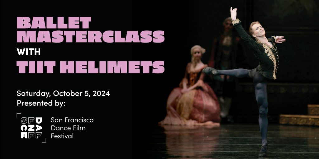 Graphic promoting the ballet master class with Tiit Helimets
